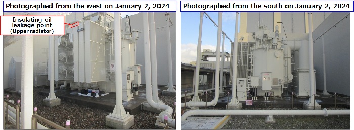 １号機 起動変圧器（1/1地震による油漏れを受け、停止中）