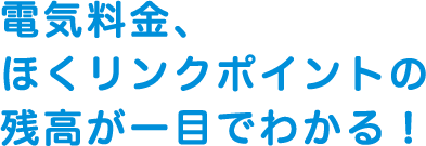 電気料金、ほくリンクポイントの残高が一目でわかる！